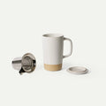 Ceramic Tea Mug Infuser Set with a Removable Fine-Mesh Strainer and Lid That Doubles as a Resting Tray — Oat