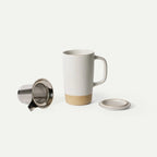 Ceramic Tea Mug Infuser Set with a Removable Fine-Mesh Strainer and Lid That Doubles as a Resting Tray — Oat