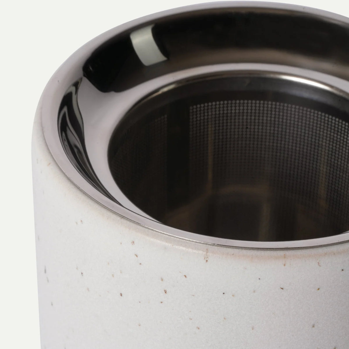 Ceramic Tea Mug Infuser Set with a Removable Fine-Mesh Strainer and Lid That Doubles as a Resting Tray