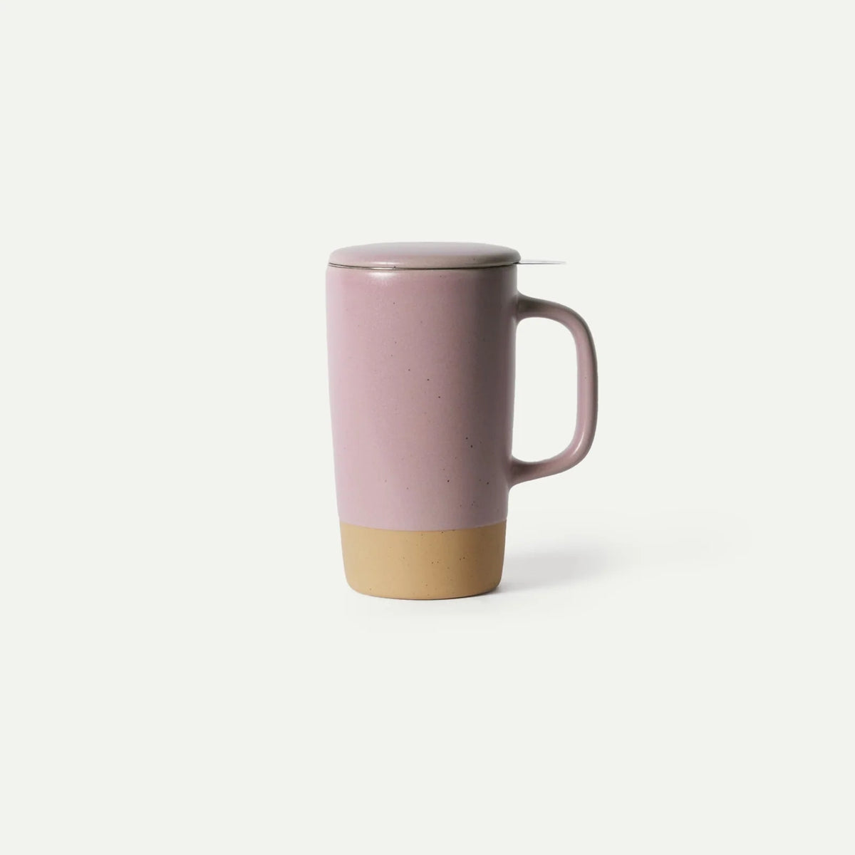 Ceramic Tea Mug Infuser Set with a Removable Fine-Mesh Strainer and Lid That Doubles as a Resting Tray