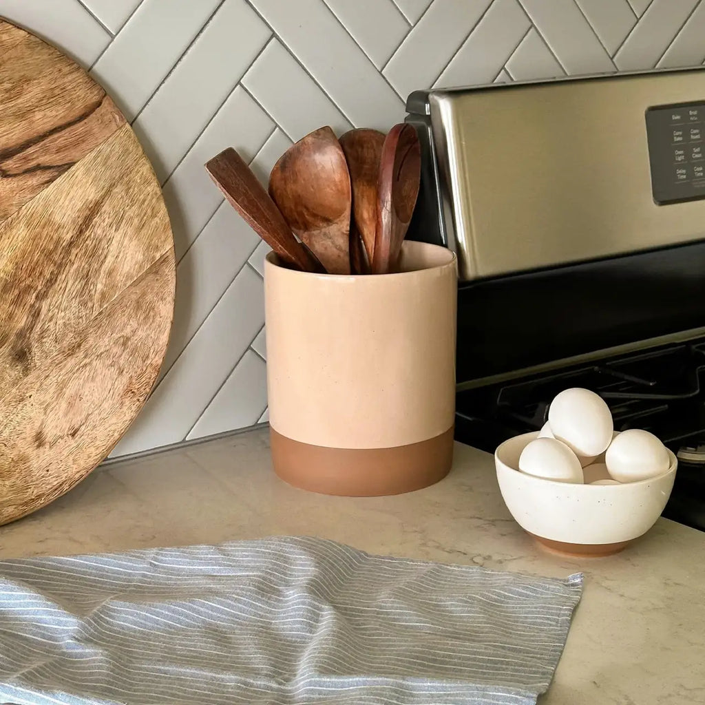 Ceramic Utensil Holder with a Wide Mouth and Stable Base for Easy Access to Everyday Cooking Tools