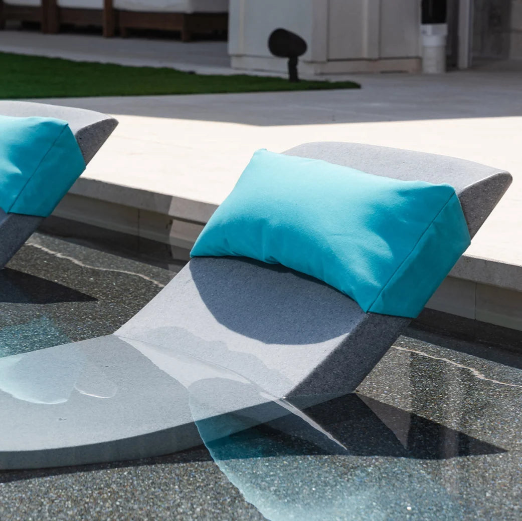 Chaise Lounge Pillow with Adjustable Neck Support and Water-Resistant Acrylic Fabric for Pool Lounging