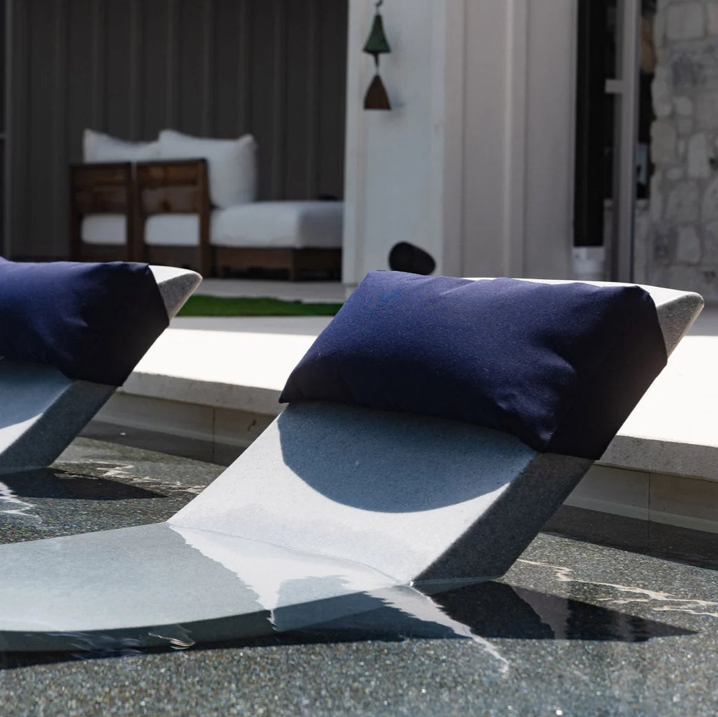 Chaise Lounge Pillow with Adjustable Neck Support and Water-Resistant Acrylic Fabric for Pool Lounging