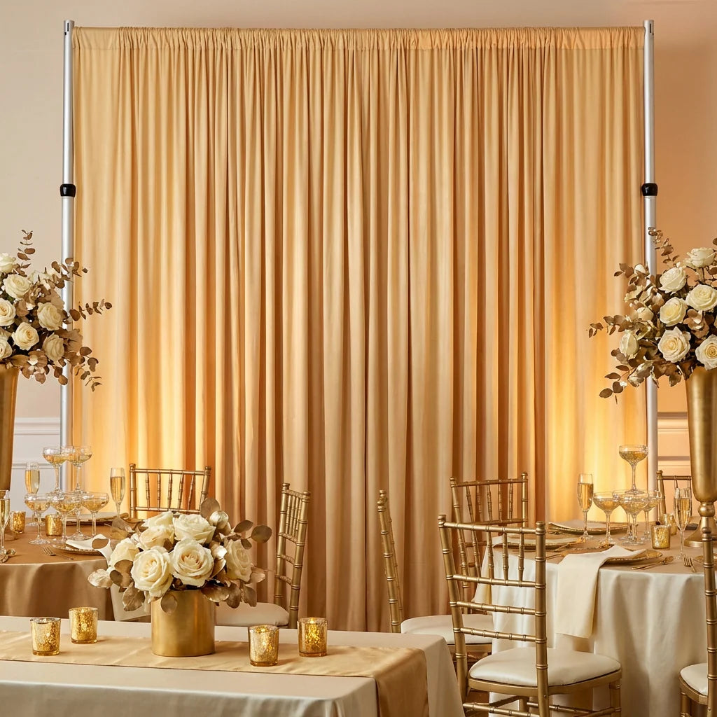 Champagne Spandex Backdrop Drape Curtain, 12 ft x 60 in Stretch