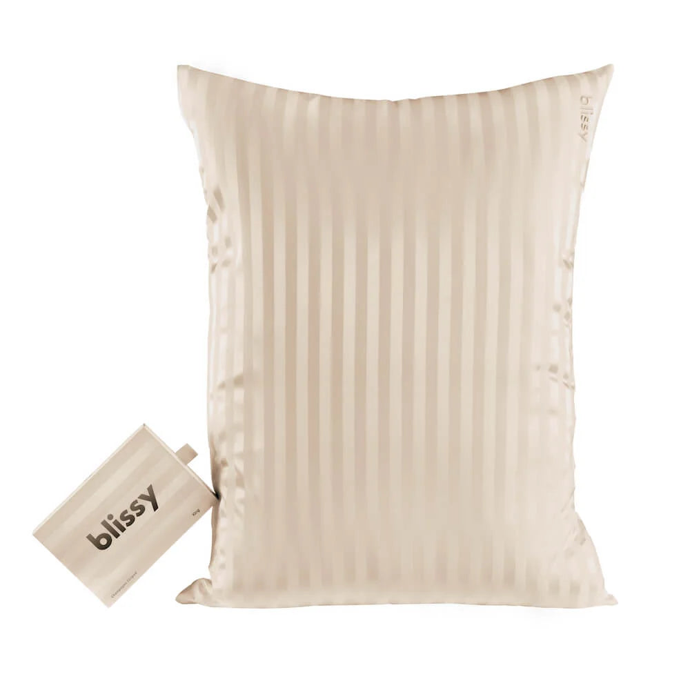 Champagne Striped 100% Mulberry Silk Pillowcase, 22-Momme