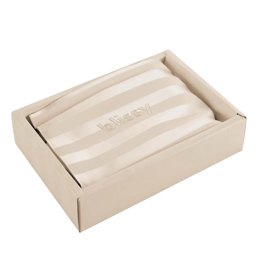 Champagne Striped 100% Mulberry Silk Pillowcase, 22-Momme