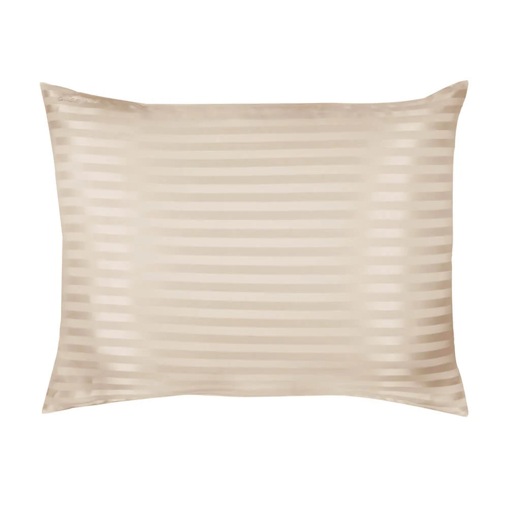 Champagne Striped 100% Mulberry Silk Pillowcase, 22-Momme
