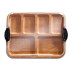 Charcuterie Board with Clear Locking Lid, 11x14-Inch Dual-Function Serving Platter, Select Compartments