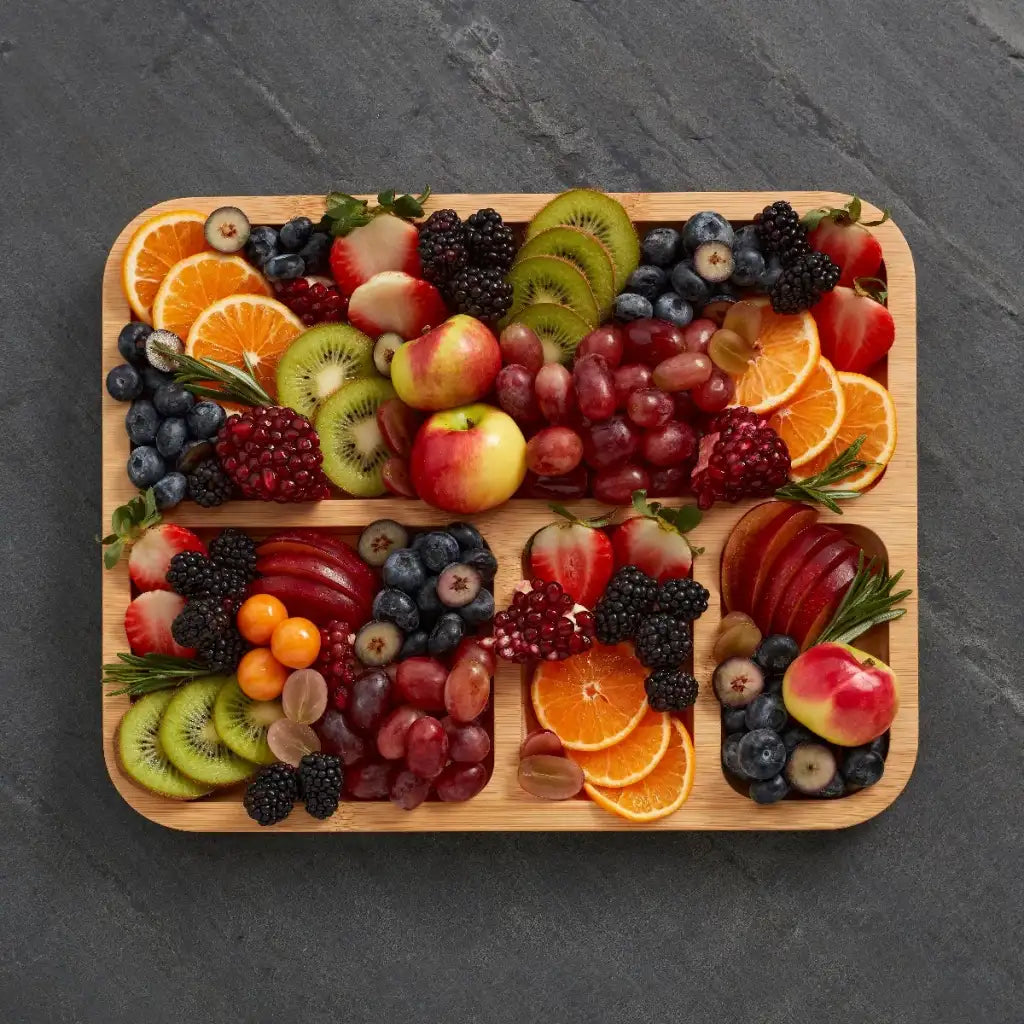 Charcuterie Board with Clear Locking Lid, 11x14-Inch Dual-Function Serving Platter, Select Compartments