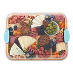 Charcuterie Board with Clear Locking Lid, 11x14-Inch Dual-Function Serving Platter, Select Compartments