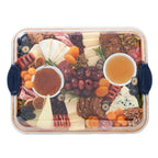 Charcuterie Board with Clear Locking Lid, 11x14-Inch Dual-Function Serving Platter, Select Compartments