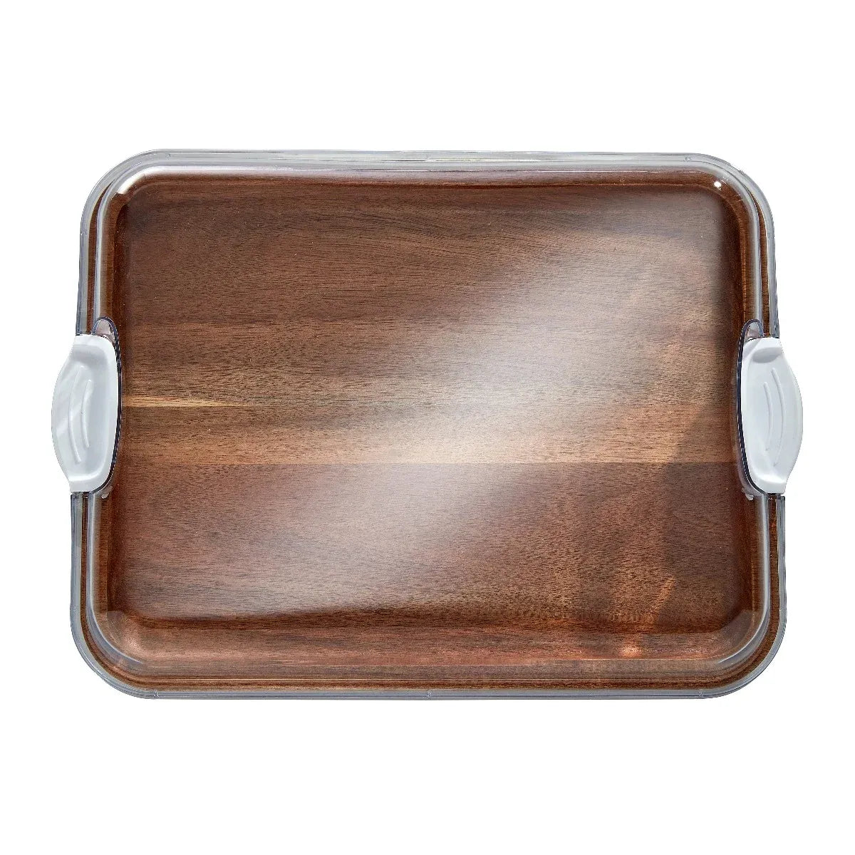 Charcuterie Board with Clear Locking Lid, 11x14-Inch Dual-Function Serving Platter, Select Compartments