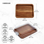 Charcuterie Board with Clear Locking Lid, 11x14-Inch Dual-Function Serving Platter, Select Compartments