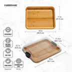 Charcuterie Board with Clear Locking Lid, 11x14-Inch Dual-Function Serving Platter, Select Compartments