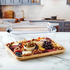 Charcuterie Board with Clear Locking Lid, 11x14-Inch Dual-Function Serving Platter, Select Compartments