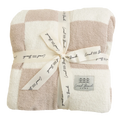 Checkered Baby Blanket in Soft Polyester Microfiber, Reversible Double Layer for Cozy Snuggles — Sand/Creme