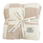 Checkered Baby Blanket in Soft Polyester Microfiber, Reversible Double Layer for Cozy Snuggles — Sand/Creme