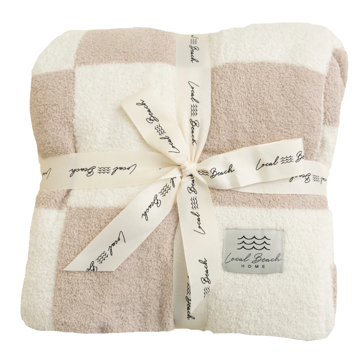 Checkered Baby Blanket in Soft Polyester Microfiber, Reversible Double Layer for Cozy Snuggles — Sand/Creme