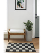 Checkered Black Washable Rug