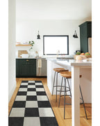 Checkered Black Washable Rug