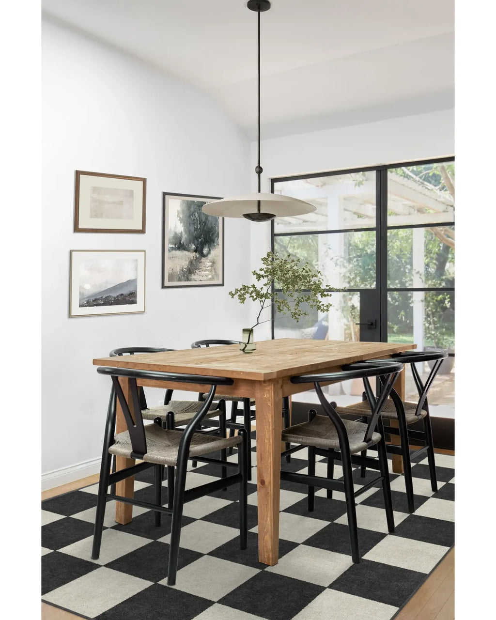 Checkered Black Washable Rug