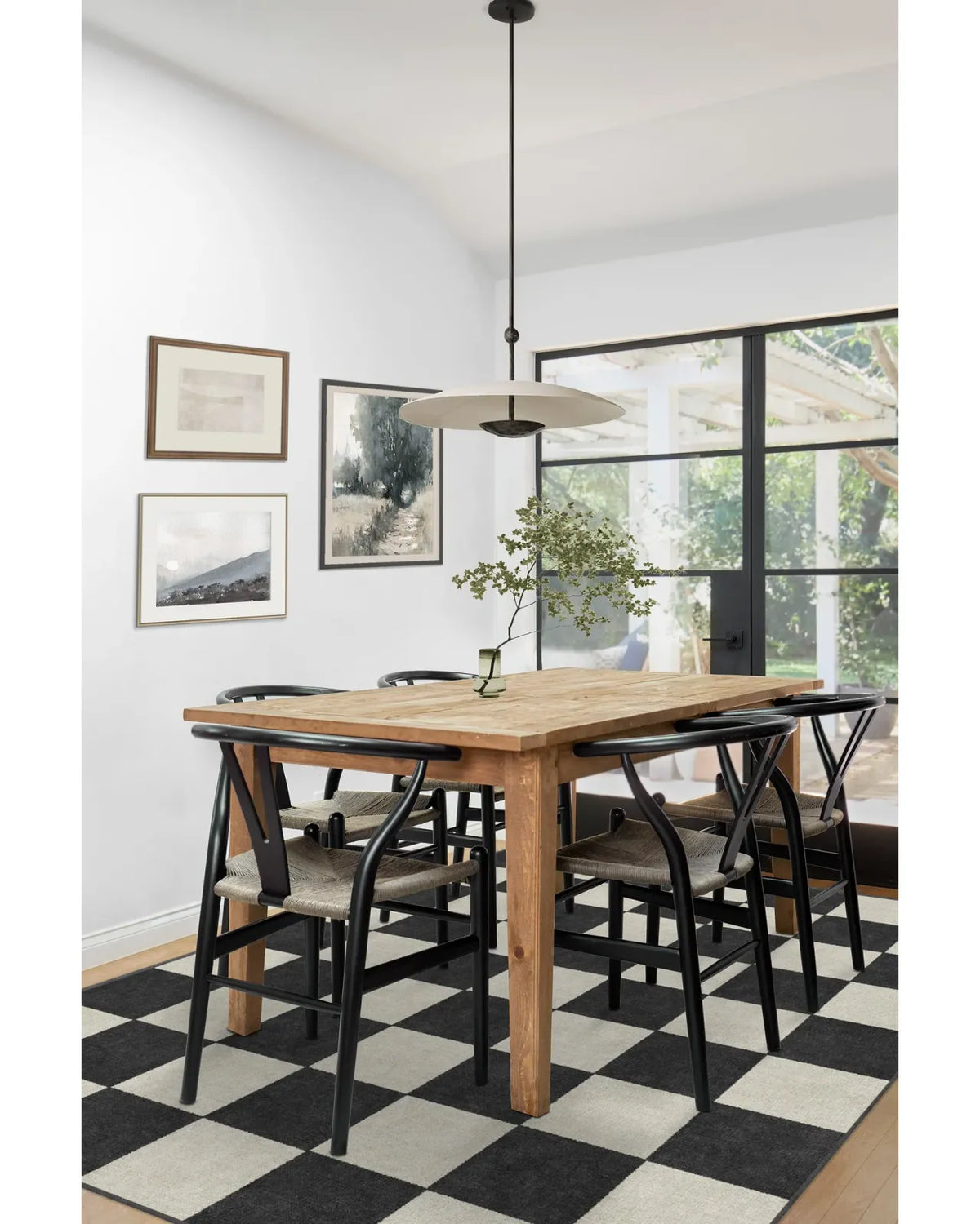 Checkered Black Washable Rug