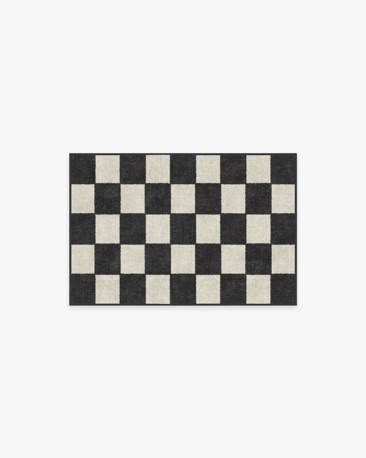 Checkered Black Washable Rug