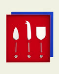 Cheese Knife Set with Three 18/10 Stainless Steel Blades, Spiral Handles, Keepsake Box and Optional Engraving