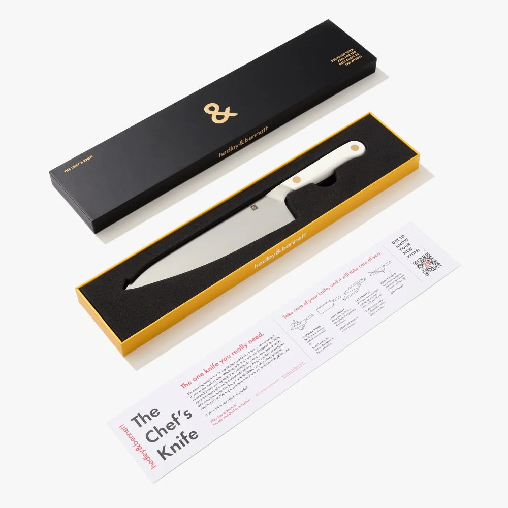 Chef's Knife in Enoki White with Three-Layer Japanese Steel for Everyday Kitchen Prep · Enoki White color