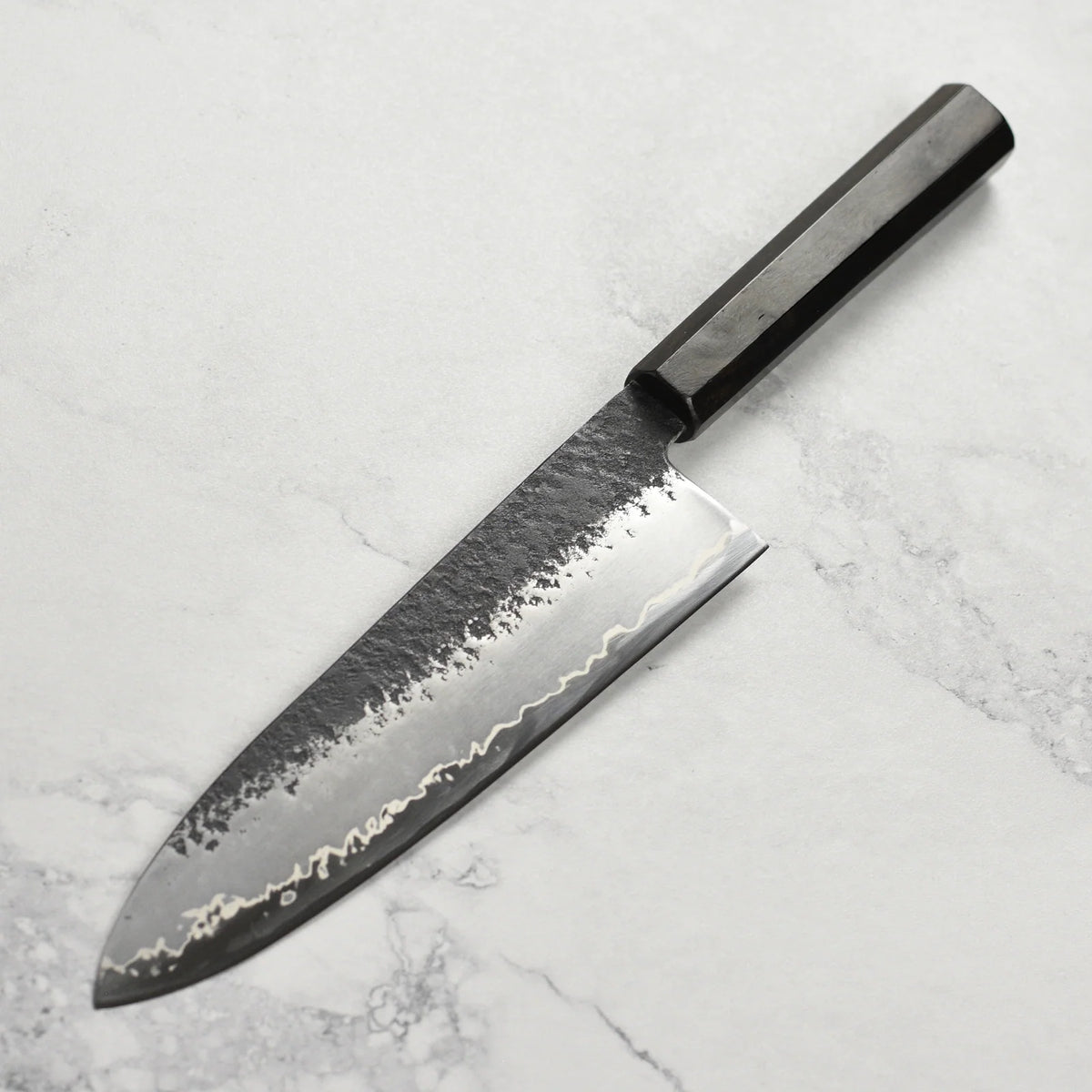 Chef's Knife with an 8.25-Inch Hand-Forged BG42 Stainless Steel Blade and Octagonal Ebony Handle