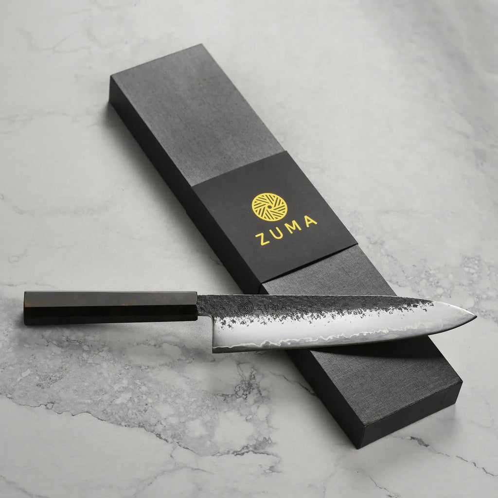 Chef's Knife with an 8.25-Inch Hand-Forged BG42 Stainless Steel Blade and Octagonal Ebony Handle