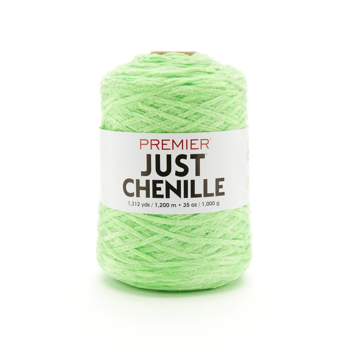 Chenille Yarn Cone, 1 Kilogram Bulky Polyester Fiber, 2104-12 Lime