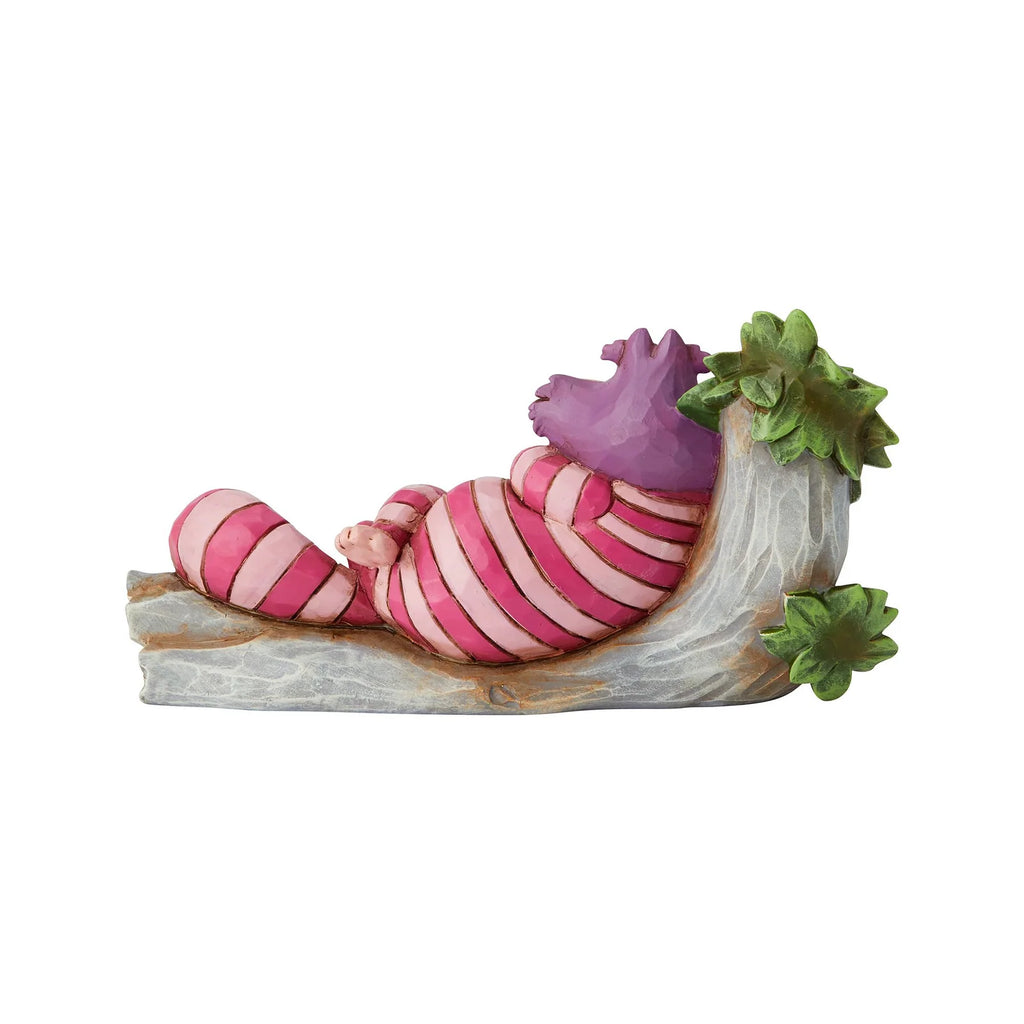 Cheshire Cat on Tree Figurine in Hand-Painted Stone Resin