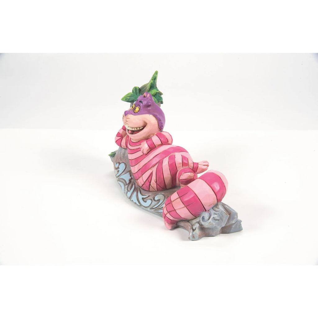 Cheshire Cat on Tree Figurine in Hand-Painted Stone Resin