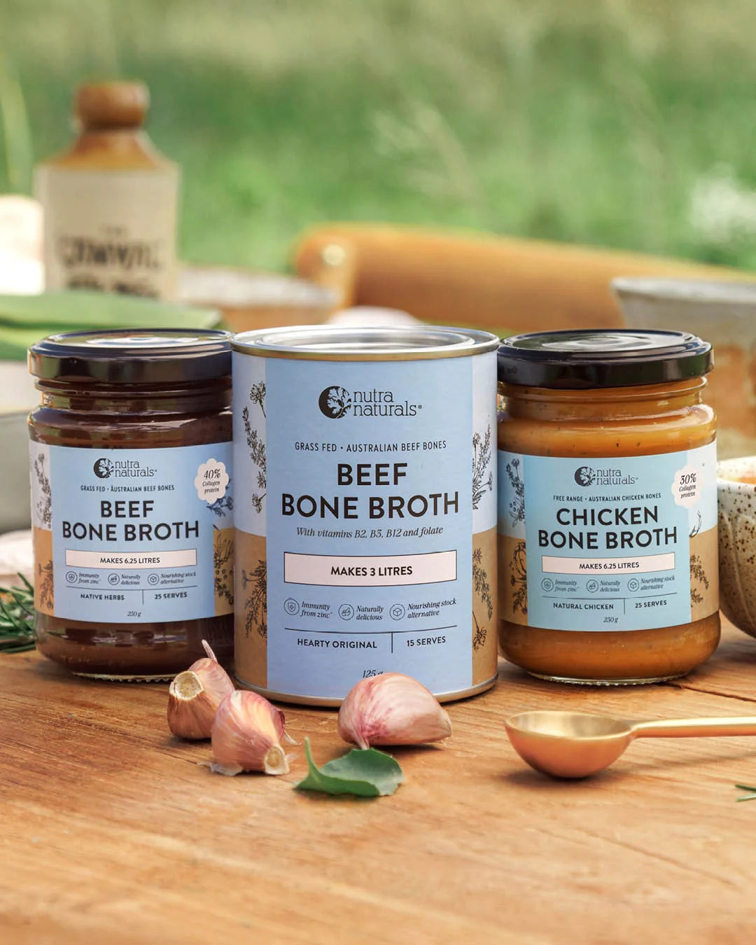 Chicken Bone Broth Concentrate Natural with Collagen and Zinc, Gluten-Free Pantry Broth in 250 g or 390 g Packs