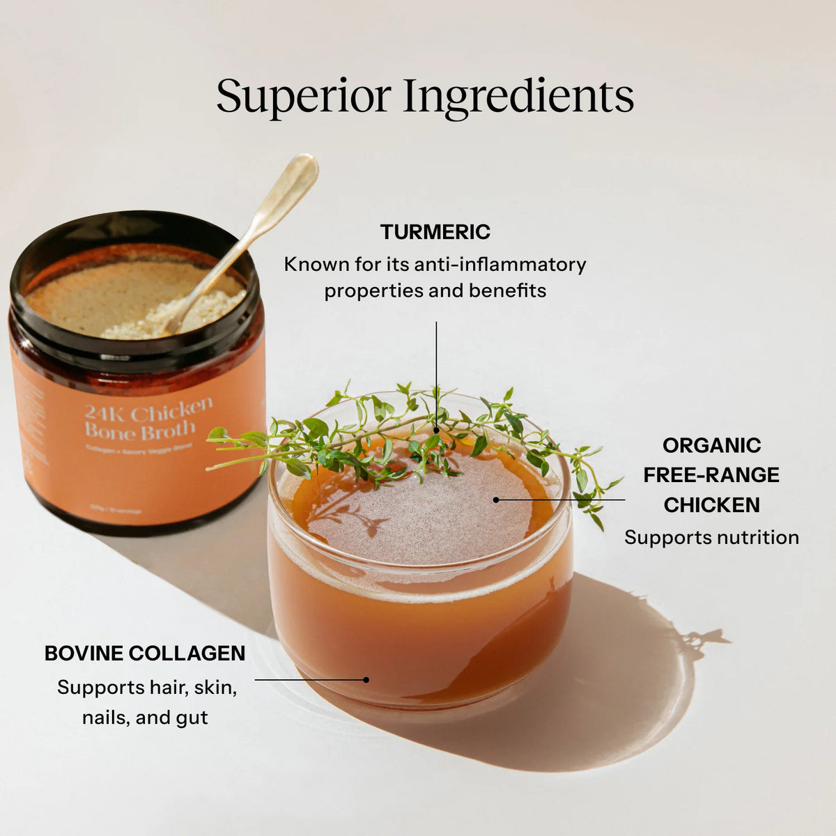 Chicken Bone Broth Instant Meal Drink with 12g Protein, 80 Calories, Collagen and Turmeric