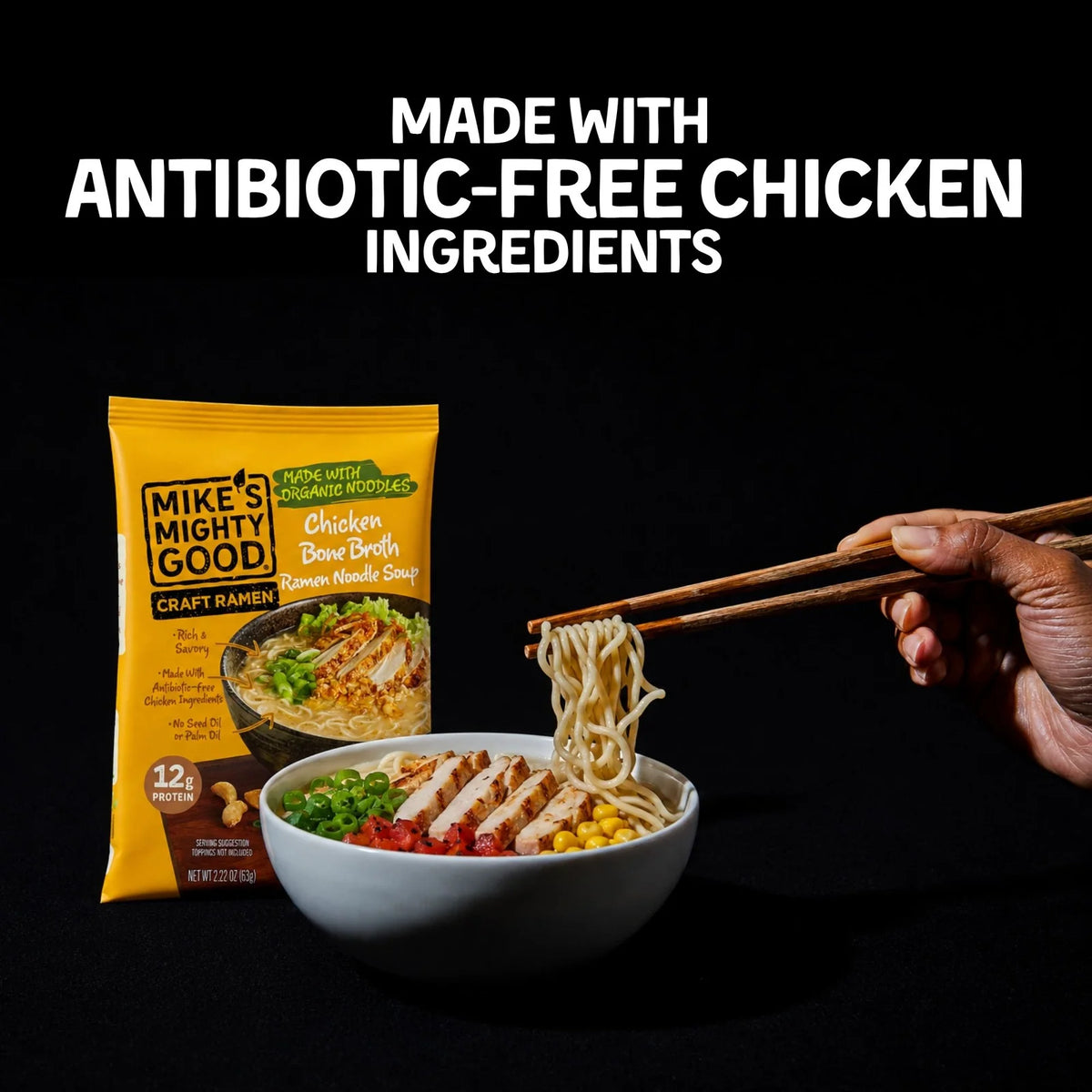 Chicken Bone Broth Ramen Noodle Soup Pillow Packs, Organic