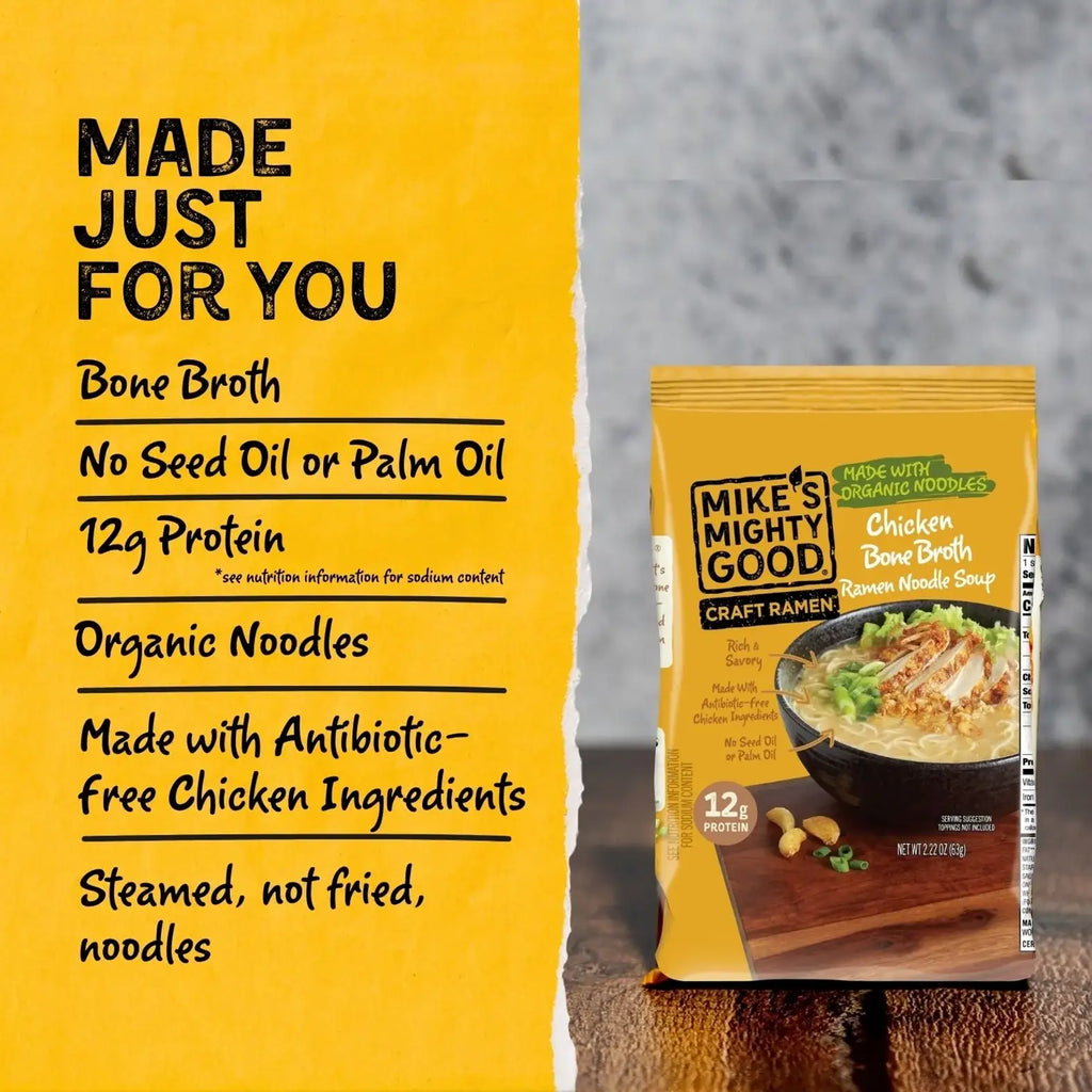 Chicken Bone Broth Ramen Noodle Soup Pillow Packs, Organic