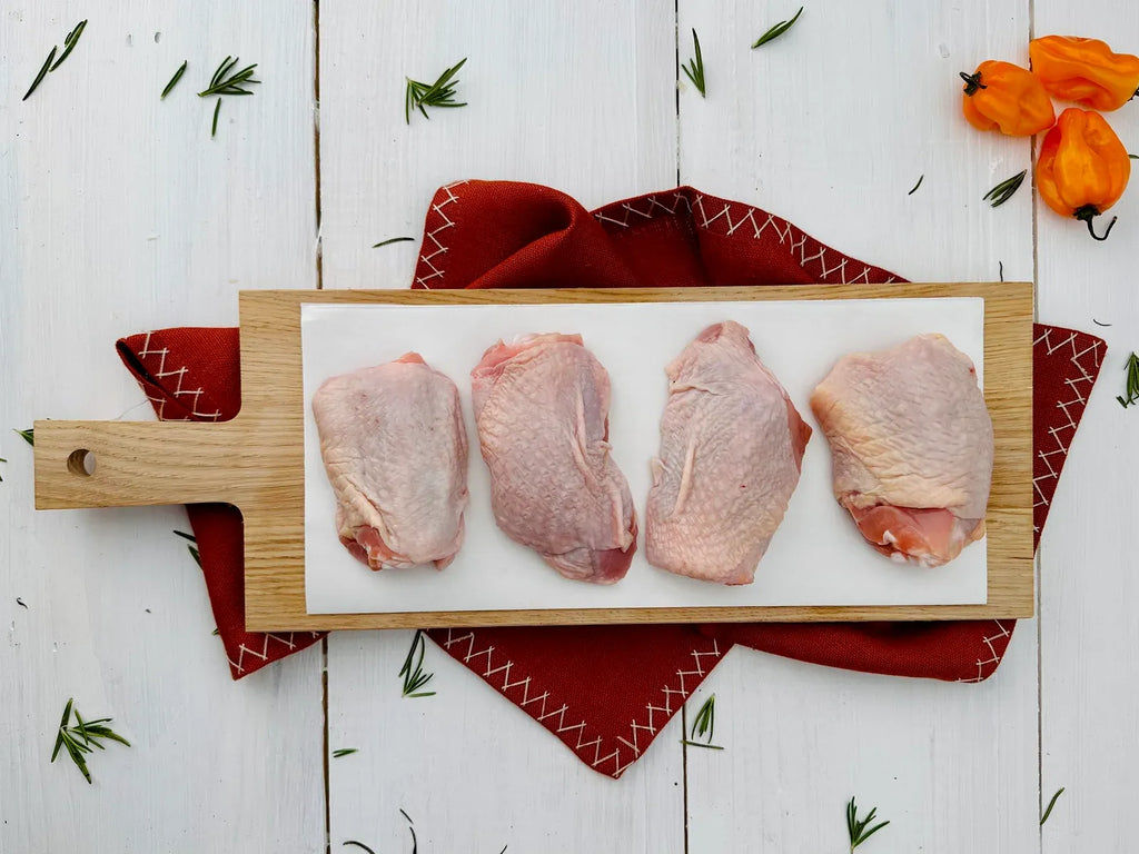 Chicken Thighs Bone-In Skin-On, Air-Chilled Florida Farm Pack in