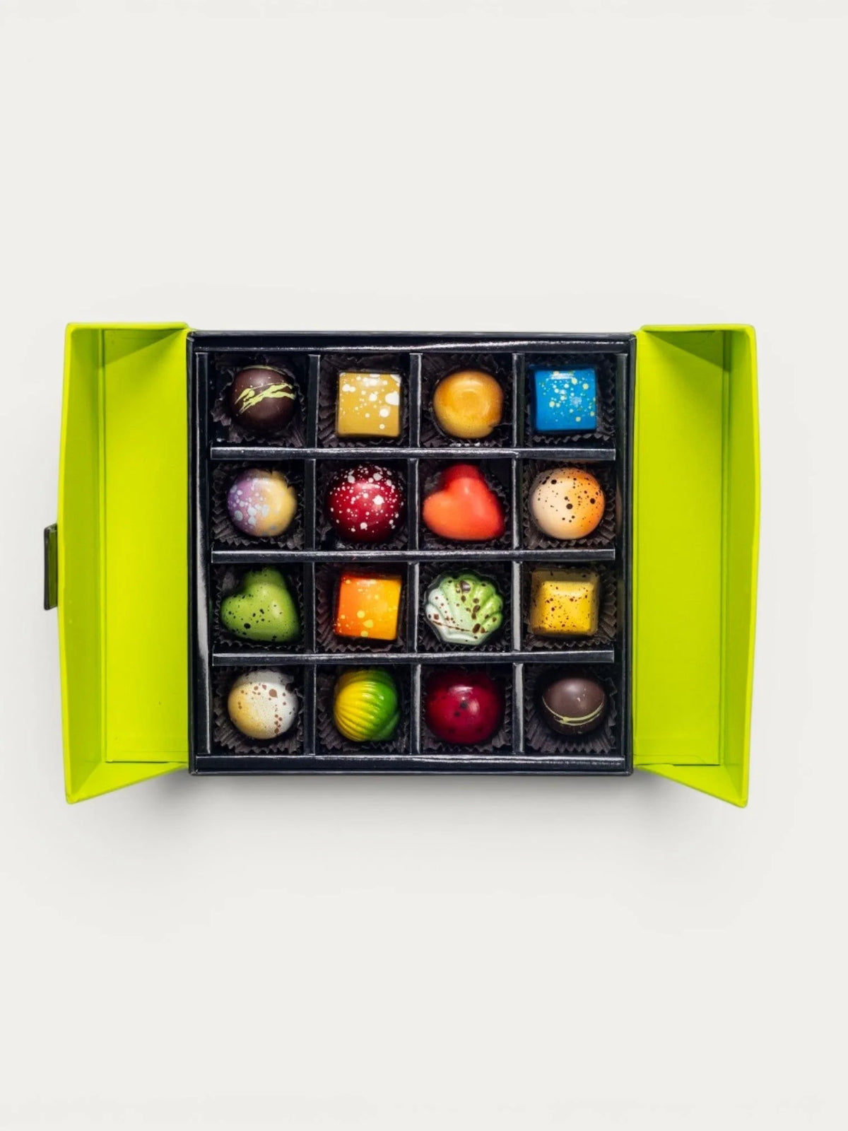 Chocolate Gift Box of 16 Assorted Pieces in a Green Presentation Box for Birthdays and Anniversaries