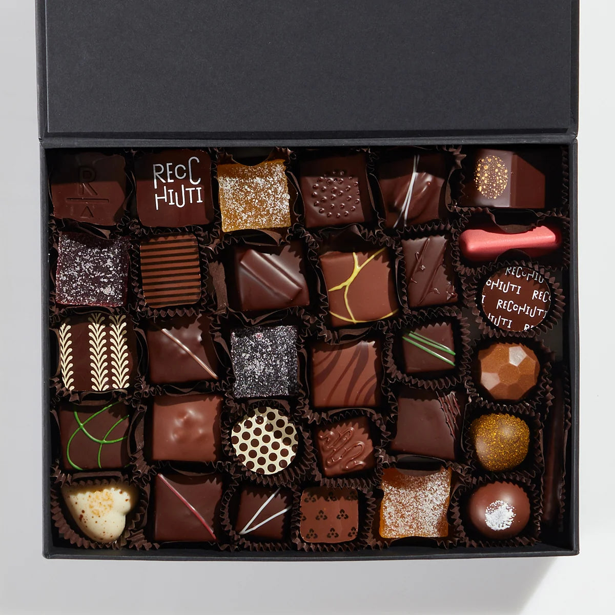Chocolate Gift Box of 32 Handmade Confections Featuring Classic and Contemporary Truffles, 375g