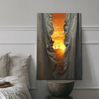 Christian Canvas Wall Art Depicting the Torn Veil and Three