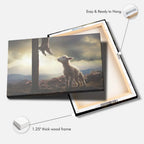 Christian Wall Art Canvas of a Lamb Looking Up at Jesus, Reflective Religious Decor for Family Spaces and Prayer Rooms