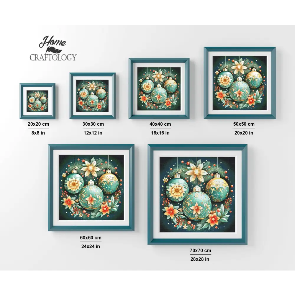 Christmas Diamond Painting Kit with Flower Ball Design, Full Drill Canvas, Square or Round Diamonds and Optional Frame