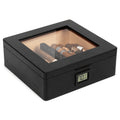 Cigar Humidor in Matte Black for 20–40 Cigars with a Built-In Digital Hygrometer and Spanish Cedar Lining