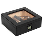 Cigar Humidor in Matte Black for 20–40 Cigars with a Built-In Digital Hygrometer and Spanish Cedar Lining