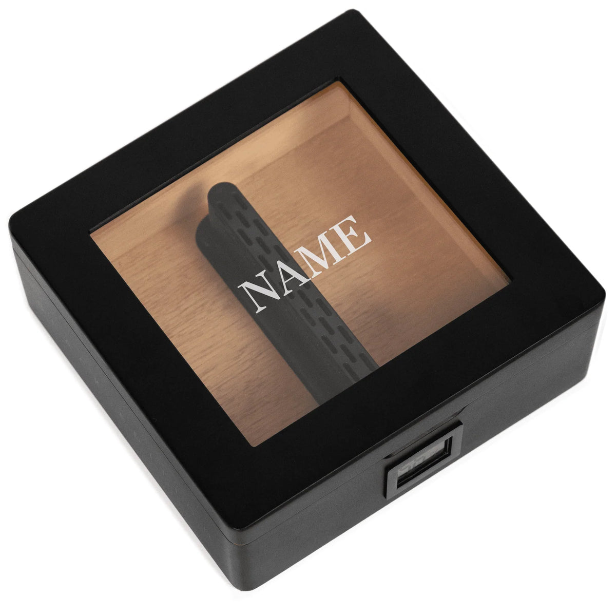 Cigar Humidor in Matte Black for 20–40 Cigars with a Built-In Digital Hygrometer and Spanish Cedar Lining