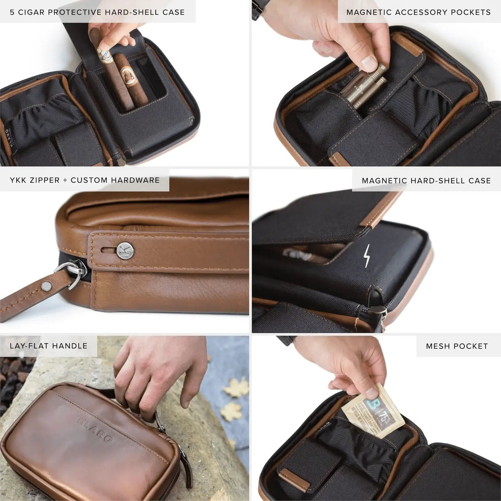 Cigar Travel Case in Full-Grain Italian Leather