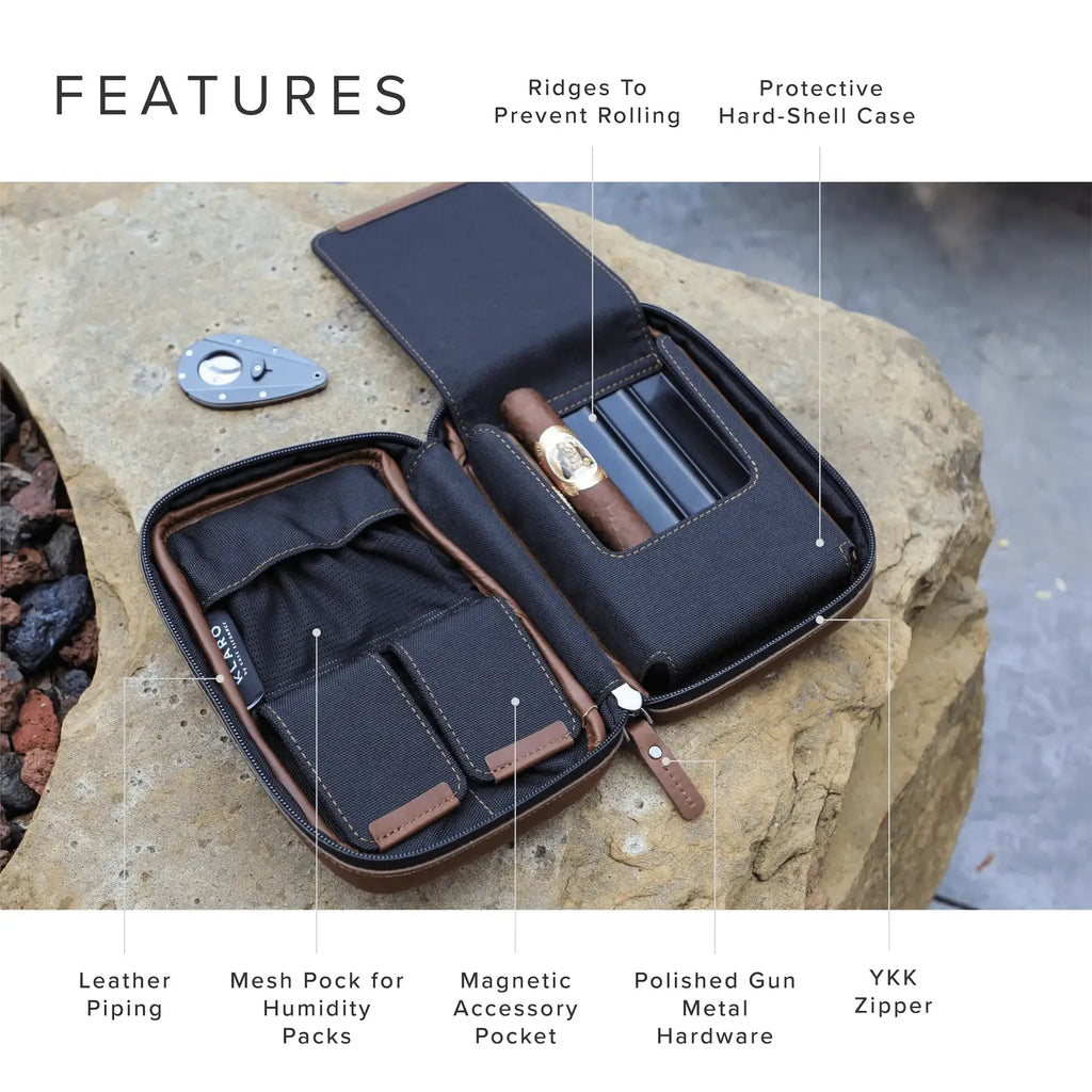 Cigar Travel Case in Full-Grain Italian Leather