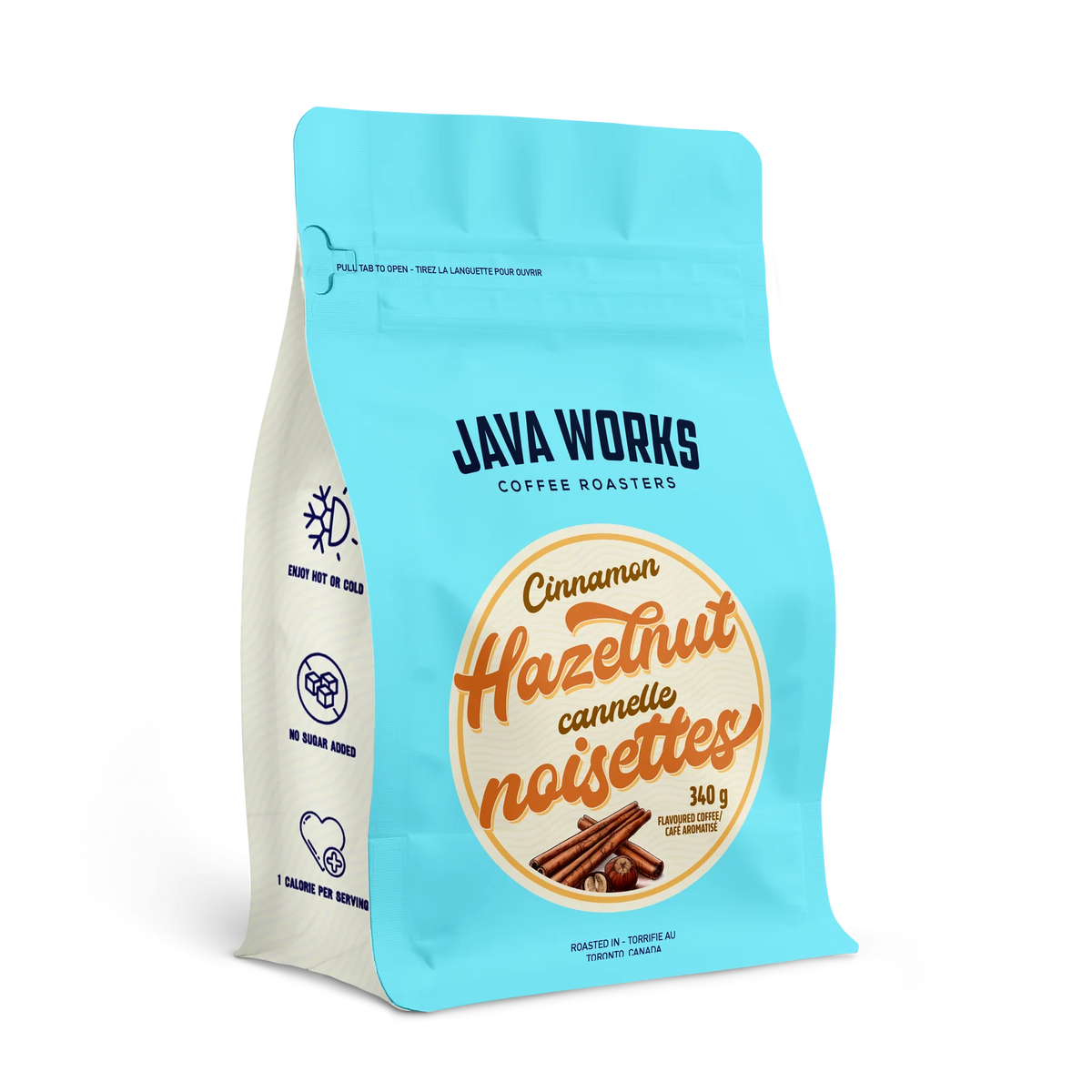 Cinnamon Hazelnut Flavored Coffee with Whole Bean or Brew-Specific Grind in 340 g or 908 g Bags